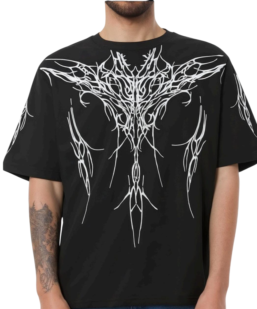 Polo Boxy Fit – Fondo Negro Diseño Urbano - S